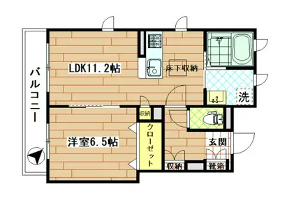 ラ・パーチェ志村坂上(1LDK/1階)の間取り写真