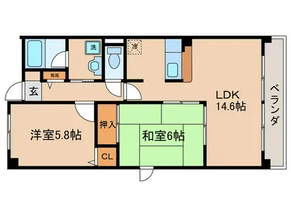 エスポワール弐番館(2LDK/2階)の間取り写真