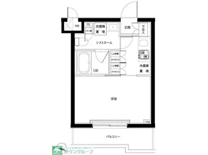 ルーブル武蔵新城弐番館(1K/4階)の間取り写真