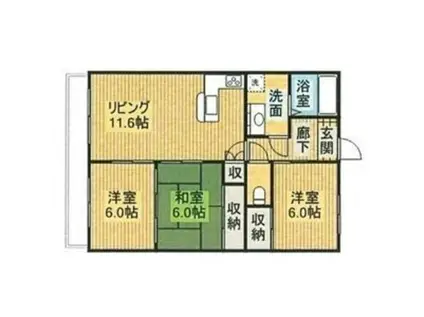 ビジネス・ワン板付(3LDK/3階)の間取り写真