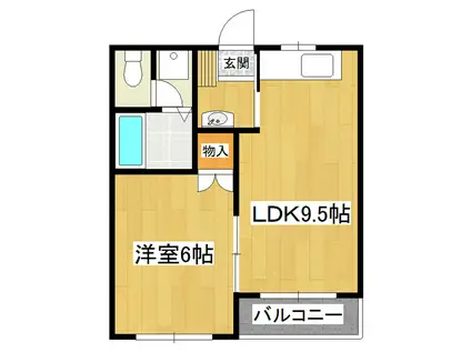 シャトーアスナロ(1LDK/1階)の間取り写真