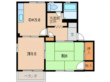 ジョイハイツマサキ(2DK/2階)の間取り写真