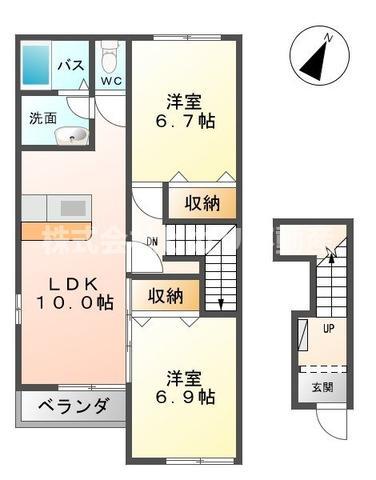 メルヴェール(2LDK/2階)の間取り写真