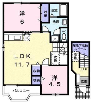 リバ-サイド瀬戸A(2LDK/2階)の間取り写真