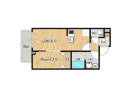 ジーメゾン八王子大和田(1LDK/1階)の間取り写真