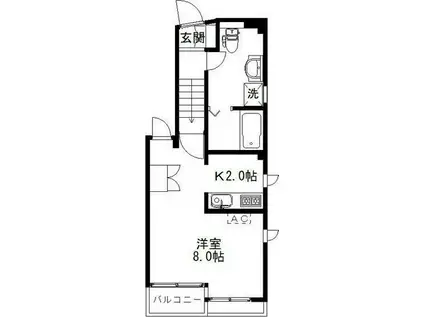 レジデンス国立(1K/2階)の間取り写真