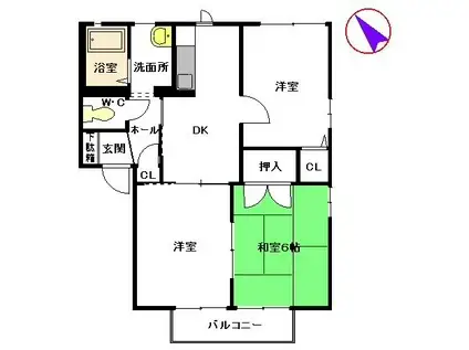 フレグランスピュア B棟(3K/2階)の間取り写真