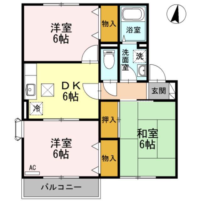 サイプレスタウン(3DK/2階)の間取り写真