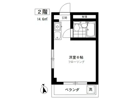 本郷ハイツ(ワンルーム/2階)の間取り写真