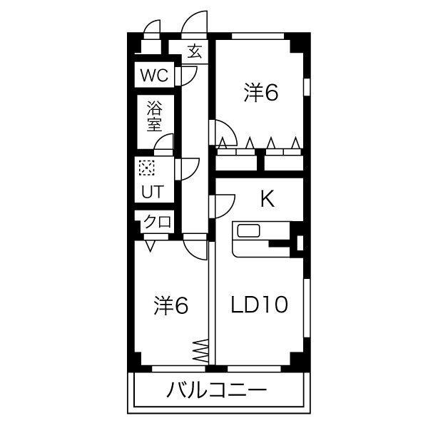 プリミエール如意申(2LDK/3階)の間取り写真