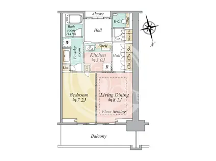 グラングリーン大阪 THE ノース RESIDENCE(1LDK/17階)の間取り写真