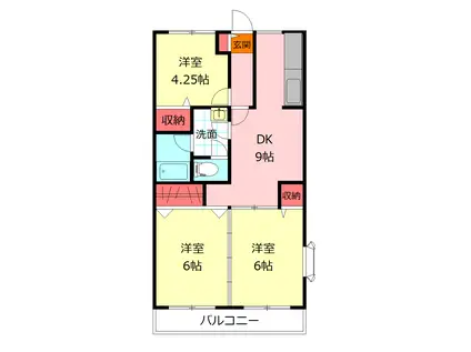 ドルフ元宿台(3DK/4階)の間取り写真