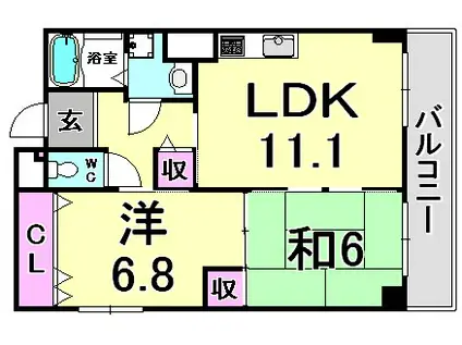 メゾン・ドュウ(2LDK/4階)の間取り写真