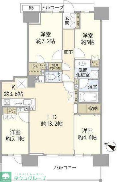 エアヒルズ藤沢(4LDK/10階)の間取り写真