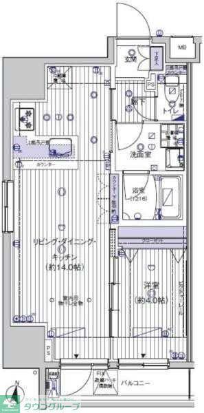 ヴァレッシア上野ノース CITYII(1LDK/7階)の間取り写真