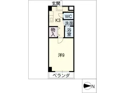 アヴェニューコート栗真(1K/3階)の間取り写真