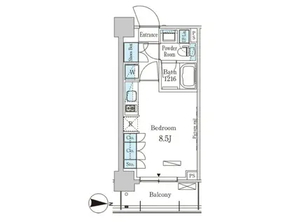 パークアクシス菊川(1K/10階)の間取り写真