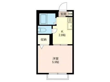 ヴィラ調布(1K/1階)の間取り写真