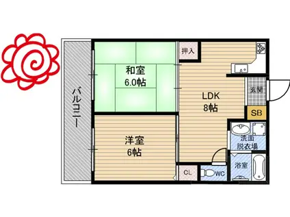 GM今津南(2LDK/3階)の間取り写真