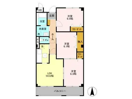 ル・モンテストF(3LDK/2階)の間取り写真