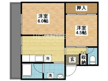 ビレッジハウス福田本町2号棟(2DK/4階)の間取り写真