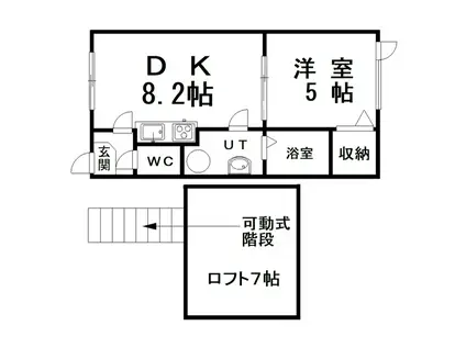 ロイヤルエステートL(1SDK/2階)の間取り写真