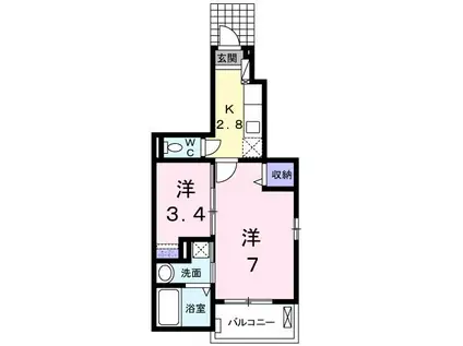 エスペランサ二宮(2K/1階)の間取り写真