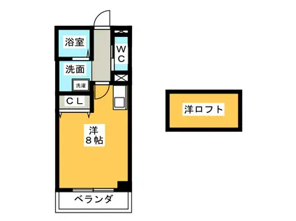 セシカ N(ワンルーム/2階)の間取り写真