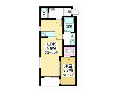 KS GARDEN A棟(1LDK/1階)の間取り写真