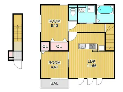 フラン瀬田(2LDK/2階)の間取り写真