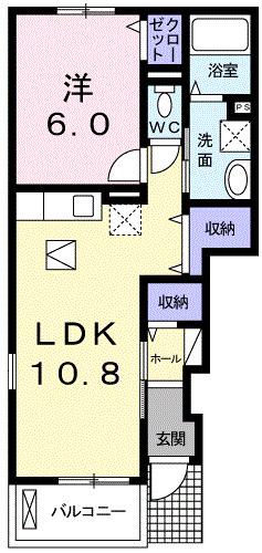 フォルテ・辻之(1LDK/1階)の間取り写真