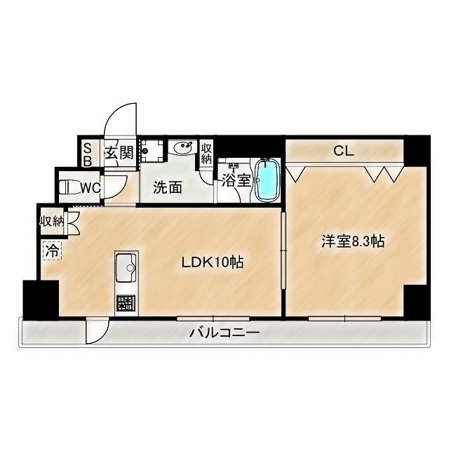 ララプレイス ザ・京橋ステラ(1LDK/6階)の間取り写真