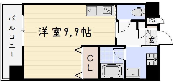 フェリシエ馬借(ワンルーム/5階)の間取り写真