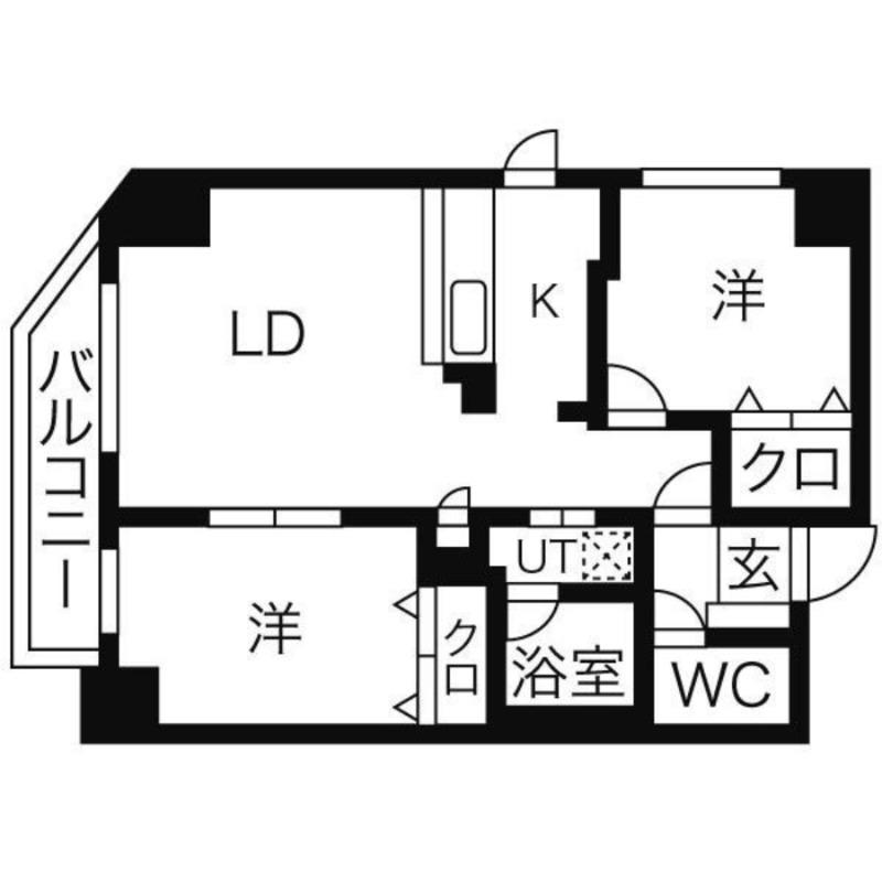 スカイコート(2LDK/12階)の間取り写真