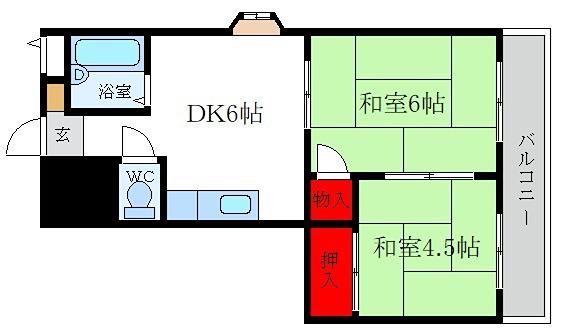 Mプラザ津田駅前弐番館(2DK/3階)の間取り写真