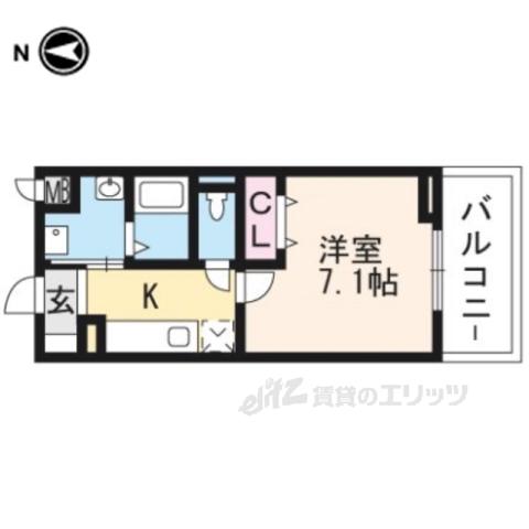 グランヒル 長岡京(1K/3階)の間取り写真