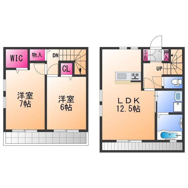 カーサローゼオ(2LDK/2階)の間取り写真