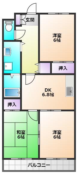 パークハイツ野村(3DK/3階)の間取り写真