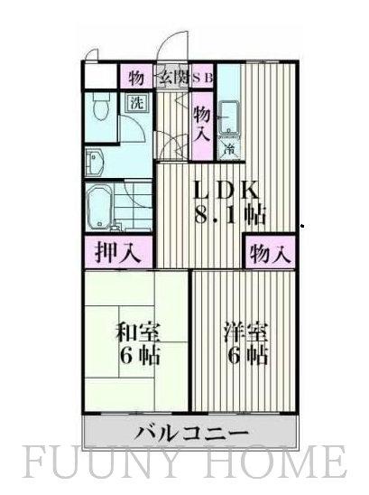 パーシブル目黒(2LDK/2階)の間取り写真