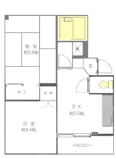 コーポ岩谷(2DK/2階)の間取り写真