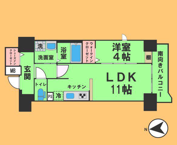 プレイズシード浄心(1LDK/3階)の間取り写真