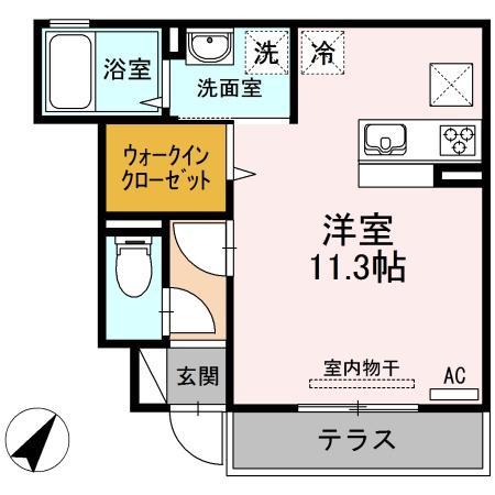 エーデルハイム布志名(ワンルーム/1階)の間取り写真
