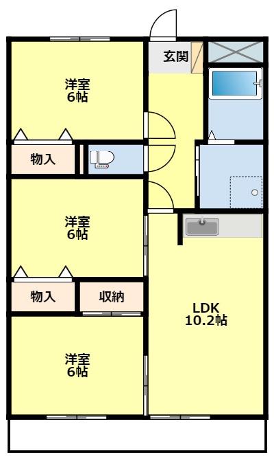ベルドミール平戸橋1番館(3LDK/3階)の間取り写真