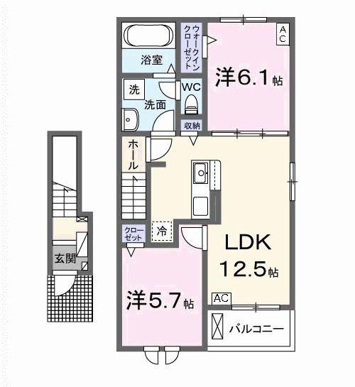 エス ウィステリア I(2LDK/2階)の間取り写真