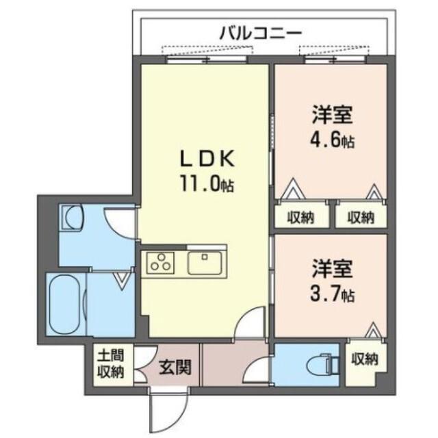 クレスト テラス(2LDK/1階)の間取り写真