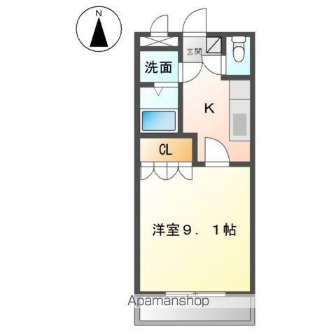 ルミナスハイム壱番館(1K/2階)の間取り写真
