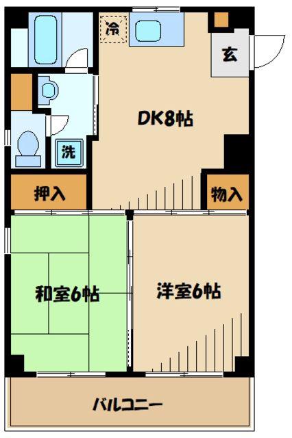 アルス中央林間(2DK/2階)の間取り写真