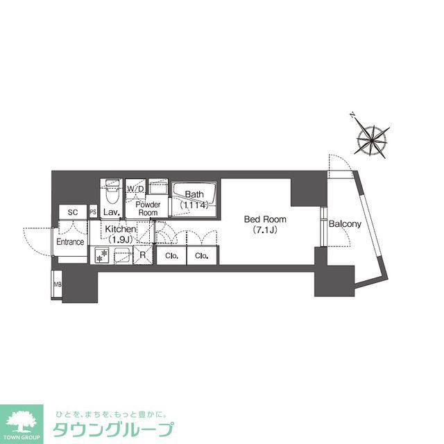 コンフォリア東大井I(1K/1階)の間取り写真