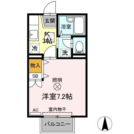 デスペガールII(1K/1階)の間取り写真