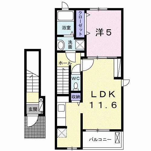アドラブール(1LDK/2階)の間取り写真